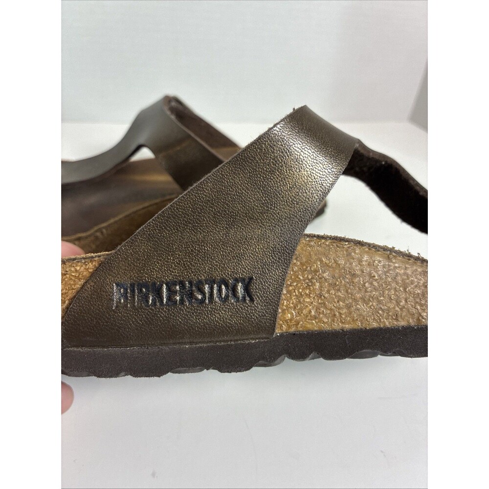 Birkenstock Gizeh Bronze Brown Leather Thong Strap Sandals Women Sz 37 Us 7 - Picture 9 of 11